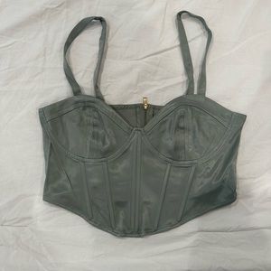 zara green corset top